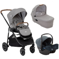 Carucior pentru copii multifunctional 3 in 1 Joie Versatrax Gray/i-Snug Lagoon cu Landou Ramble Gray Flannel si Scoica i-Snug Lagoon