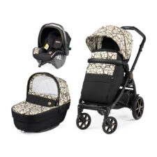 Carucior 3 in 1 Peg Perego Book SLK 0 – 22 kg Graphic Gold negru / bej