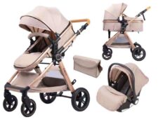 CARUCIOR 3 IN 1 BELECOO XID CU LANDOU TRANSFORMABIL,PLIERE COMPACTA REVERSIBIL, RECOMANDAT 0-36 LUNI, CULOARE BEJ BBDXID3B